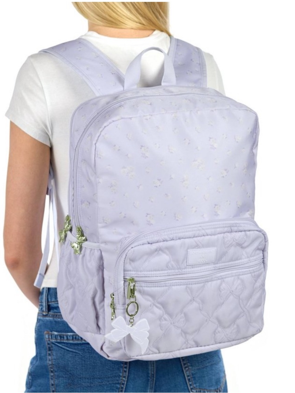 NEW LoveShackFancy Yoobi Everblooming Rosettes Ditsy Backpack Breezy Blue NWT